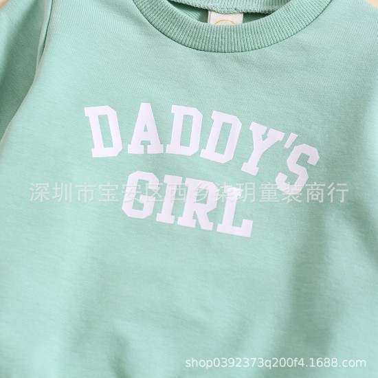 New cross-border Amazon girls' clothing: a stylish candy-colored pullover sweatshirt for boys, multi-color, letter-printed sweatpants.