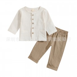 Cross-border autumn children's clothing: fashionable hooded sweatshirt set, European and American colorblock long-sleeved trousers, boys' casual two-piece set.