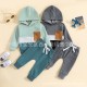 Summer children's round-neck, loose-fitting shorts with elasticated adjustment, simple three-color two-piece set for infants and toddlers.