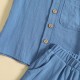Amazon: Summer cotton and linen casual style, short-sleeved lapel polo shirt, solid color boys' summer two-piece set.