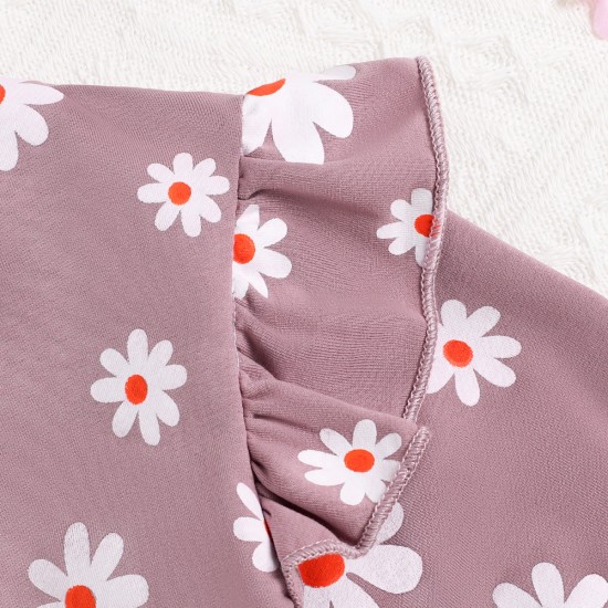 Cross-border autumn and winter new styles: baby girl's 1-6 month old romper, zippered romper with covered arms and legs, small floral print and headscarf.