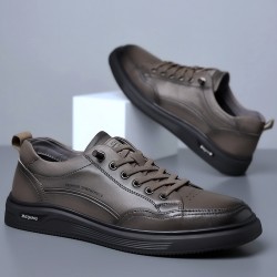 New Genuine Leather Men's Spring Casual Wholesale Korean Style Trendy Leather Shoes, Simple and Versatile European Style Men's Shoes
