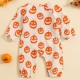 Autumn/Winter Children's Clothing Solid color fashionable newborn baby one-piece sweatshirt with a skull print, new Halloween style.