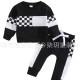 Cross-border children's clothing: sweet, long-sleeved pullover sweatshirts, fashionable boys' one-piece with lettering embroidery, and triangle-shaped leggings.